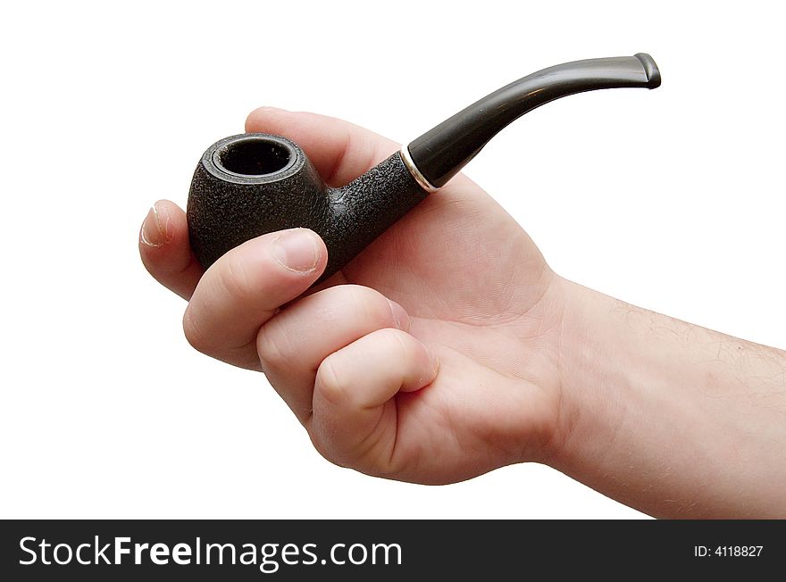 Hands holding tobacco-pipe