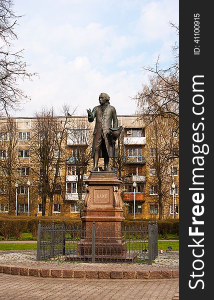 Monument Immanuel Kant in Kaliningrad on spring day