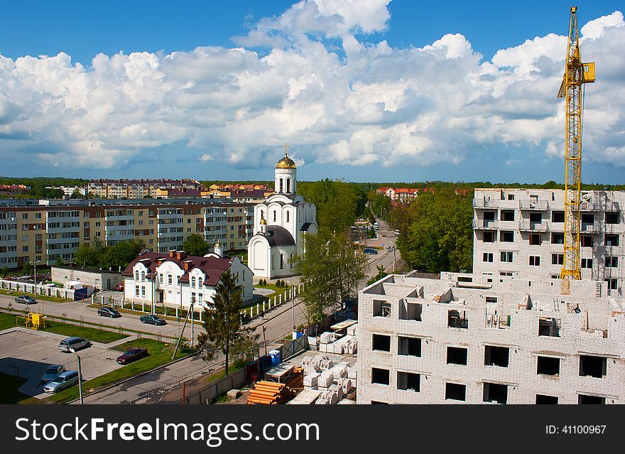 Developing a new residential area on spring day