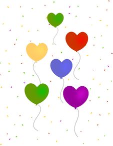 Hearts Balloons With Confetti Royalty Free Stock Photography Hearts Balloons With Confetti Royalty Free Stock Photography