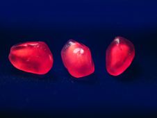 Three Grains Of A Pomegranate On A Dark Background Royalty Free Stock Photos