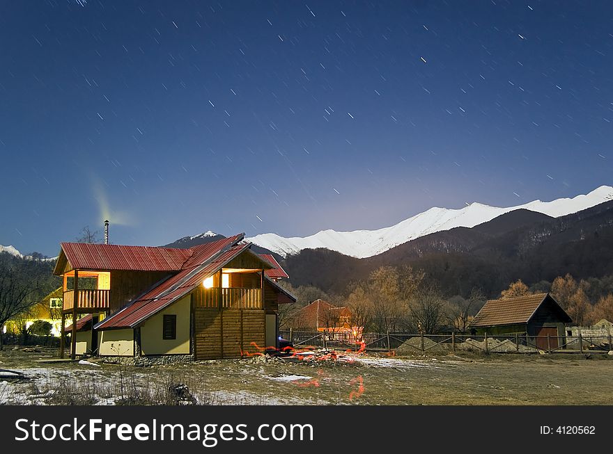 Star trail over the Retezat mountains