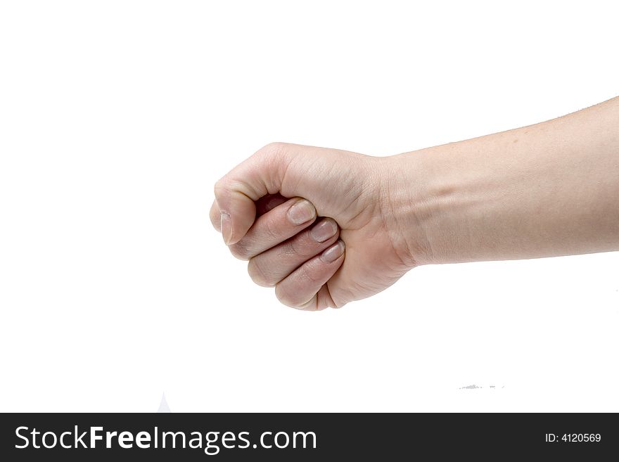 Women rock hand isolated on white background