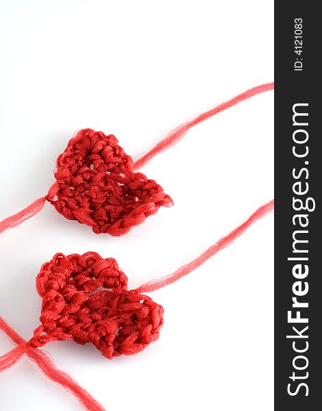 Image from holiday series: hearts with wool, done on a crochet hook