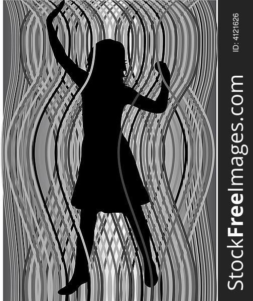 Silhouette girl on abstract background