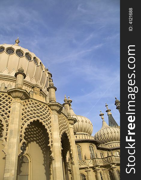 The famous domes and turrets of the former royal residence located in Brighton on England's south coast. It was built in the early 19th Century as a seaside retreat for the then Prince Regent. The famous domes and turrets of the former royal residence located in Brighton on England's south coast. It was built in the early 19th Century as a seaside retreat for the then Prince Regent.