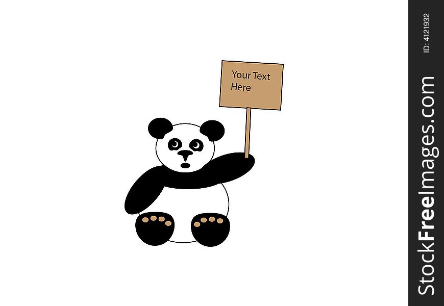 Illustration of panda with placard. EPS file available for editable text. Illustration of panda with placard. EPS file available for editable text