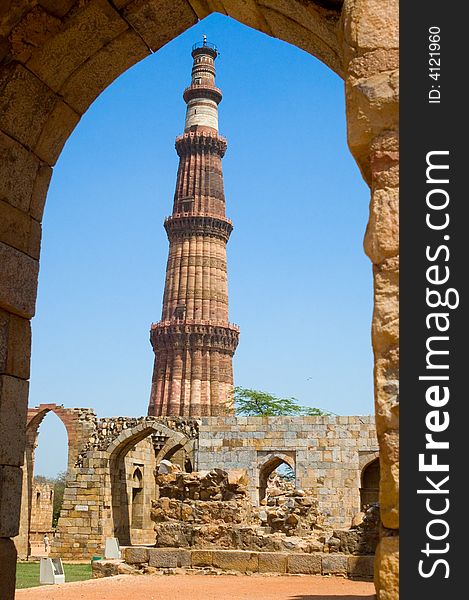 Qutub Minar is the tallest brick minaret in the world and situated in delhi. Qutub Minar is the tallest brick minaret in the world and situated in delhi