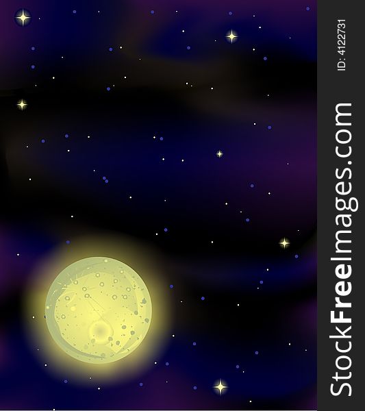Nightsky with full moon and twinkly stars. Nightsky with full moon and twinkly stars