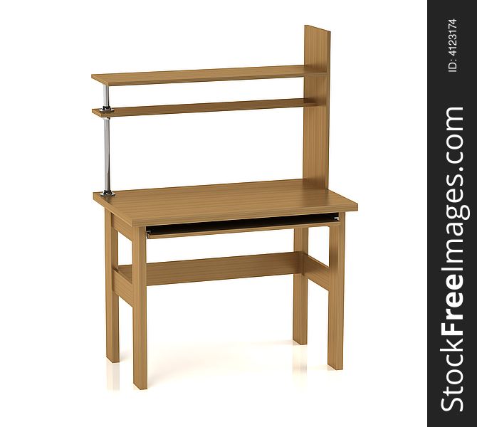 Branchy Desk easy - worktable with a shelf. 3D render.