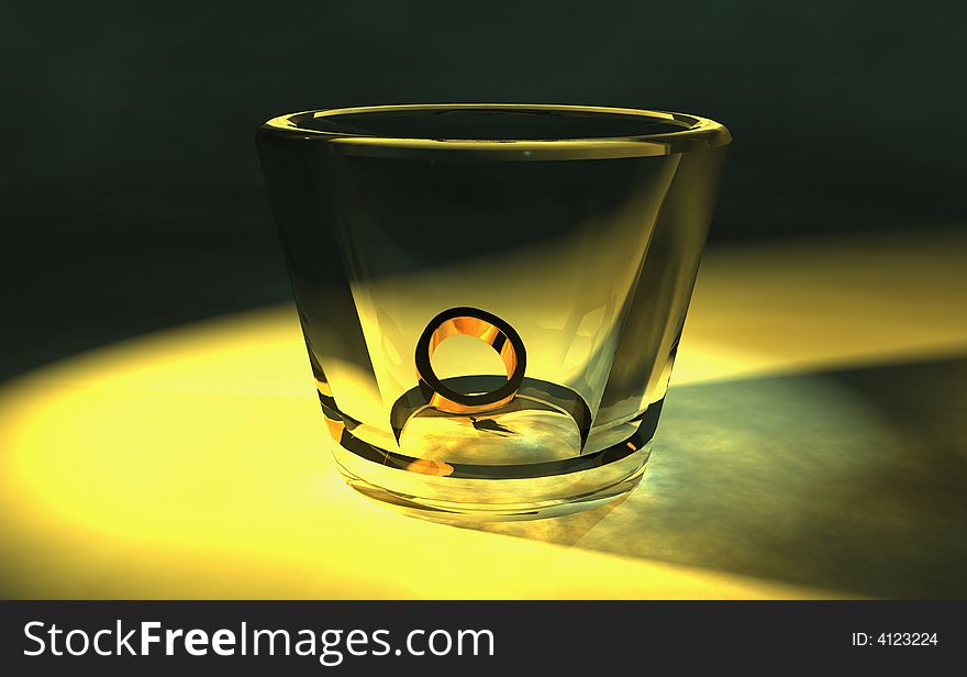 Scene ring in glass Executed in 3 D