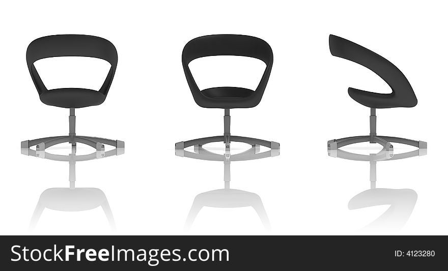 Three views of Lite Black Seat Nut. 3D render.