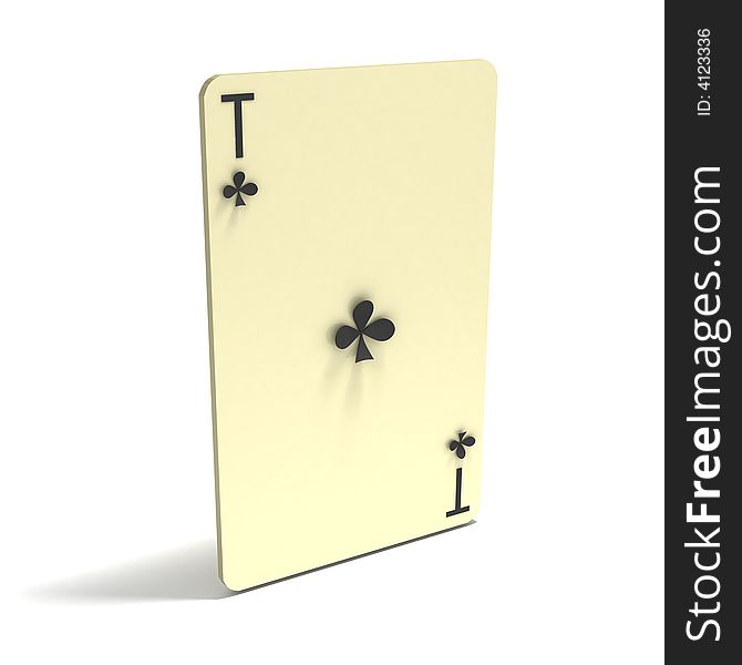 Playing Card: Ace of Clubs. 3D render. This concept art is invented by me.