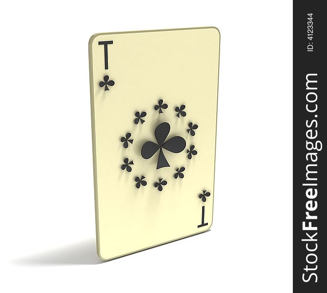 Playing Card: Ace of Clubs as 11 spots. 3D render.