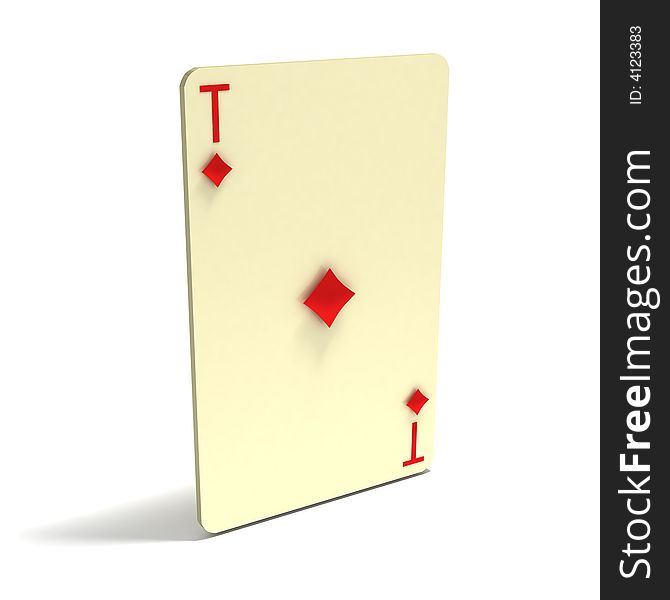 Playing Card: Ace of Diamonds. 3D render. This concept art is invented by me.