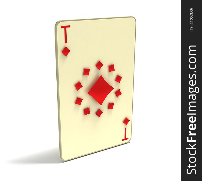 Playing Card: Ace Of Clubs As 11 Spots. 3D Playing