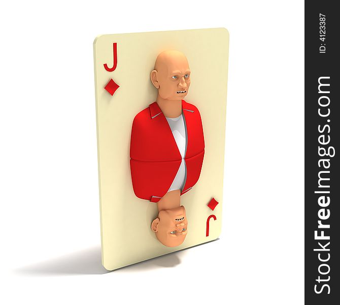 Playing Card: Jack of Diamonds. 3D render. This concept art is invented by me.