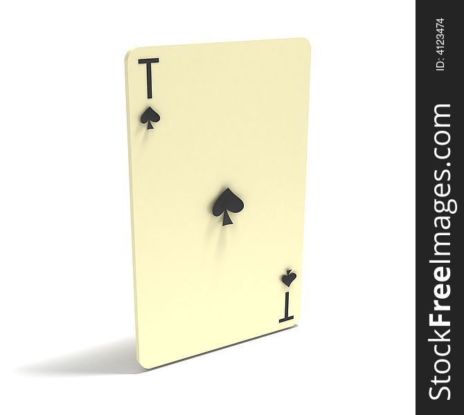 Playing Card: Ace of Spades. 3D render. This concept art is invented by me.