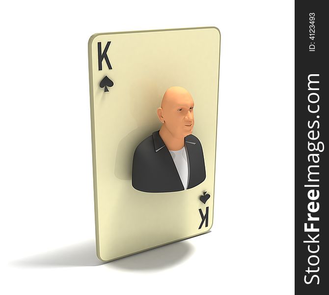 Playing Card: King of Spades, variant 2. 3D render. This concept art is invented by me.