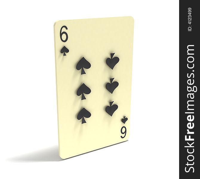 Playing Card: Six of Spades. 3D render. This concept art is invented by me.