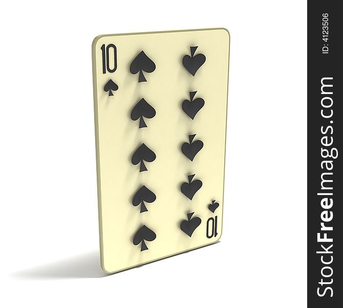 Playing Card: Ten of Spades. 3D render.