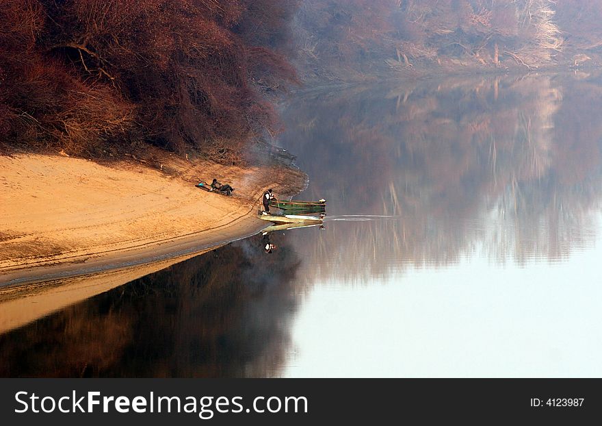 Beatiful morning on the lake in Hungary