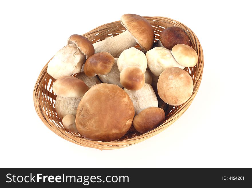 Fresh mushrooms in a basket