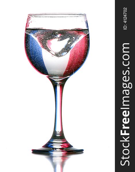 Cup with colored reflections, blue and red. Cup with colored reflections, blue and red