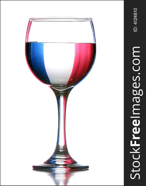 Cup with colored reflections, blue and red. Cup with colored reflections, blue and red