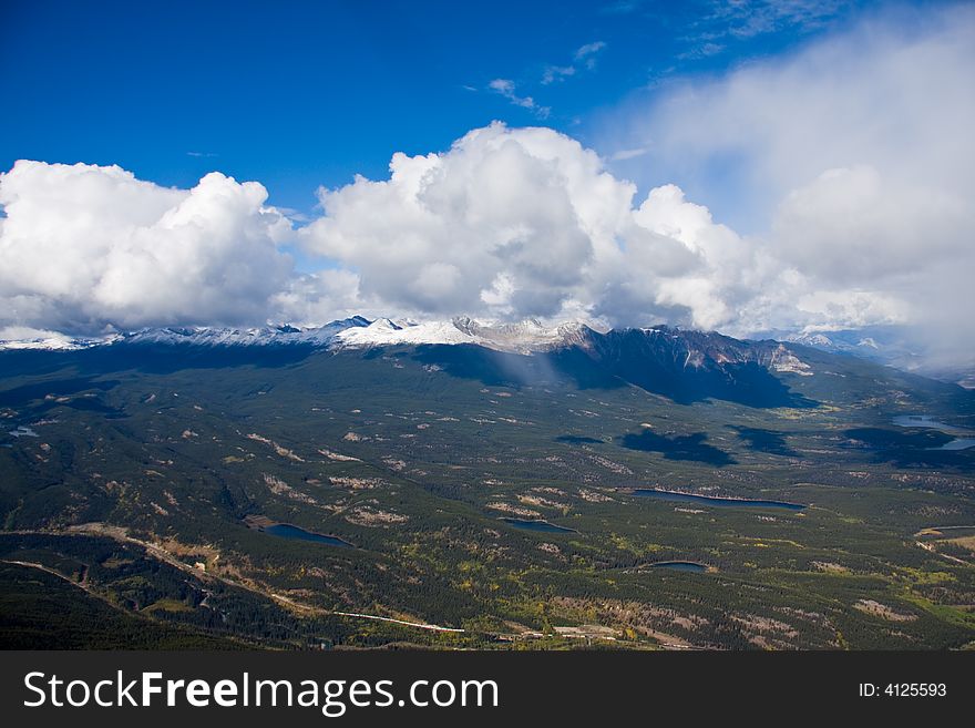 View from a mountain top in Jasper National Park, Alberta Canada. View from a mountain top in Jasper National Park, Alberta Canada