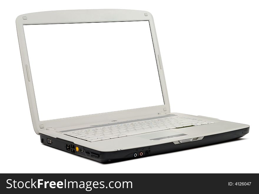 Gray rounded laptop isolated with clipping path over white background. Gray rounded laptop isolated with clipping path over white background