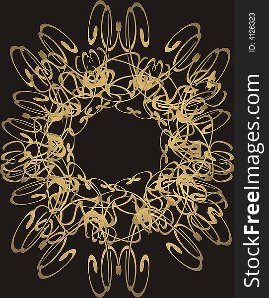 Abstract gold frame on black background -  illustration