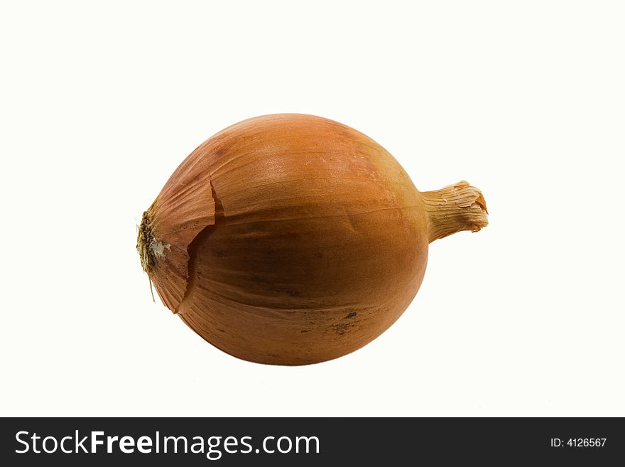 Onion on white background. Close-up. Isolated object.