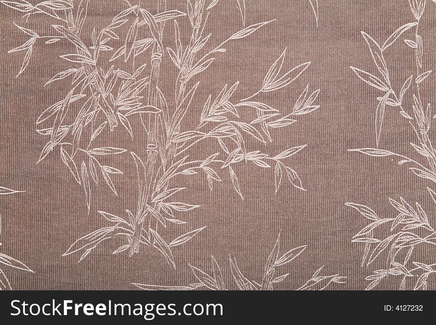 Plant Draw On Brown Textile Texture