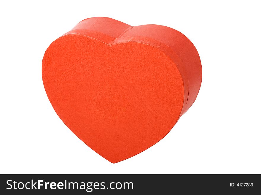 Isolated red vertical heart shape box with white background