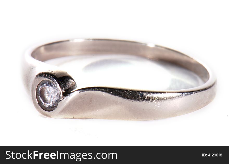 White gold ring in close-up. White gold ring in close-up