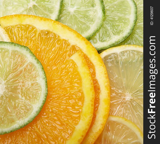 Juicy citrus background, orange and lime