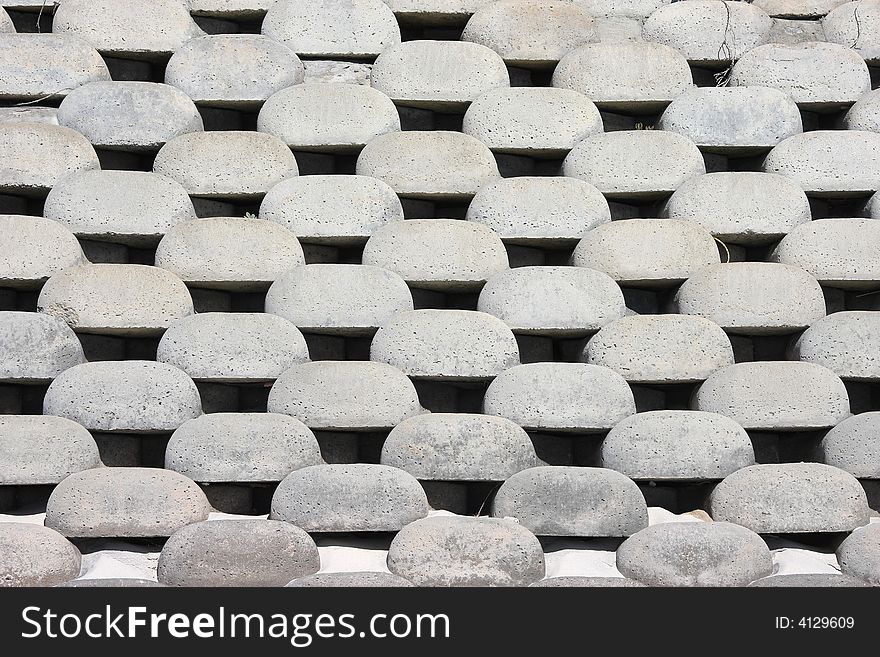Landscape photo of a concrete retaining wall. Landscape photo of a concrete retaining wall