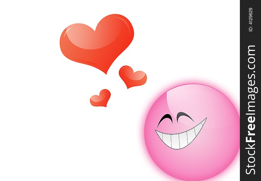 Big Pink Smile With Hearts