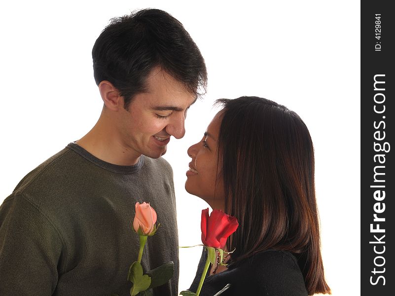 Young couple in love, with roses. Young couple in love, with roses