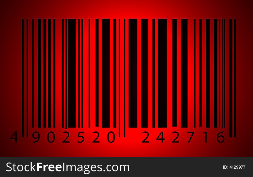 Bar code label in red light,2D digital art