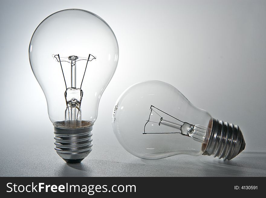 Two bulbs on white background