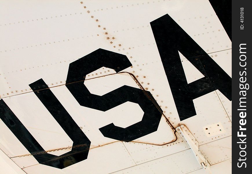 Symbol of the Unites States Air Force on the lower edge of a fighter jet. Symbol of the Unites States Air Force on the lower edge of a fighter jet