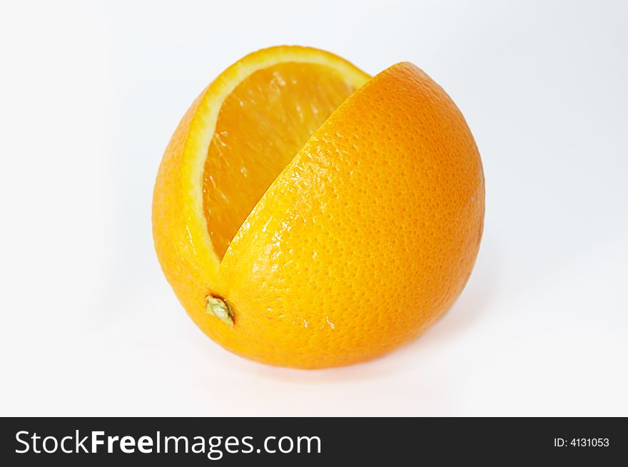 Sweet orange without a slice isolated on white