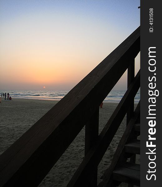 Evening beach in Israel pending a solar decline