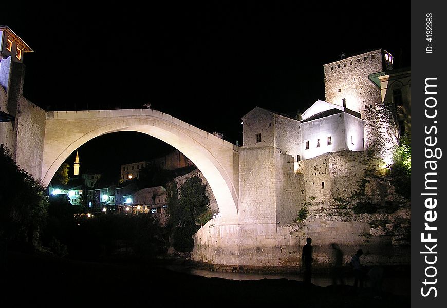 Old Great historic bridge in town Mostar in Bisnia and Herzegovina. Old Great historic bridge in town Mostar in Bisnia and Herzegovina
