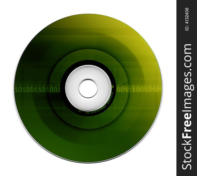 High-res scan of a compact disk isolated on white background. The label background was created additionally.