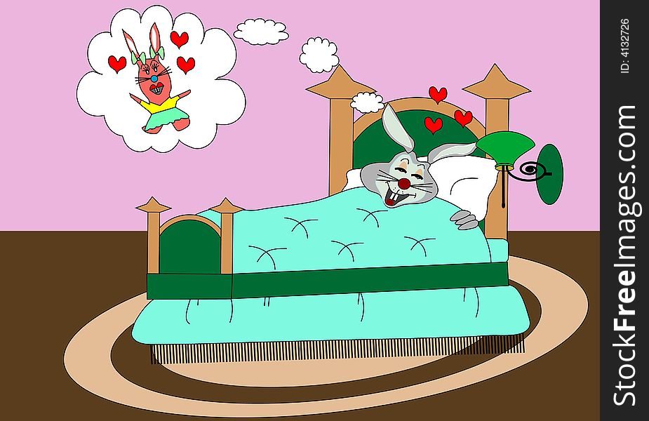 Love bunny with girl in dreams