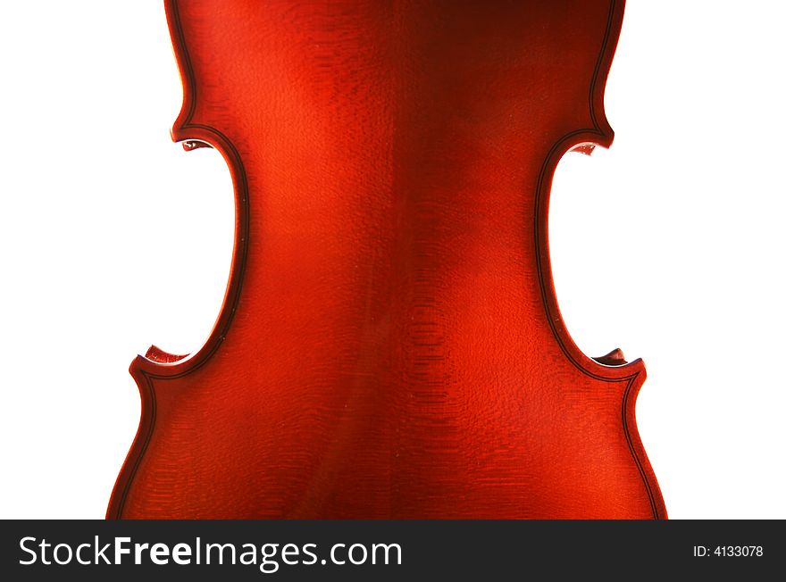 One violin separately on a white background. A detail. One violin separately on a white background. A detail