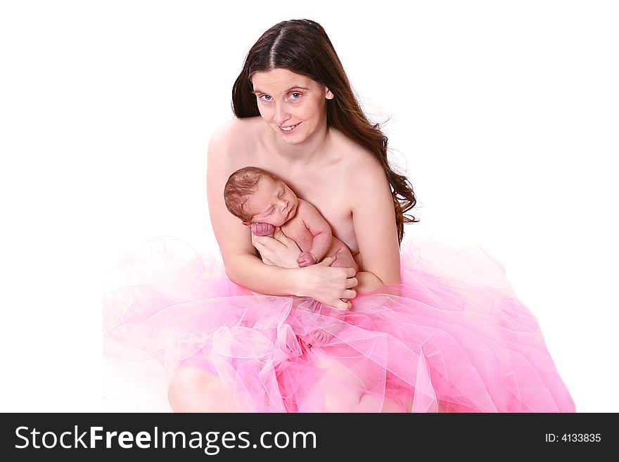 Beautiful portrait of a mother and her newborn baby. Beautiful portrait of a mother and her newborn baby.